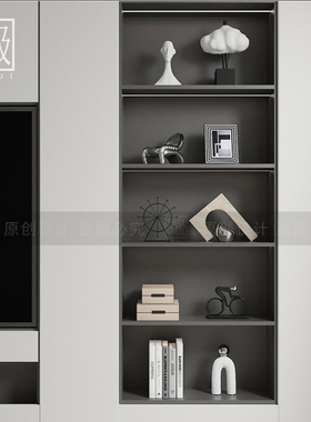 样板间书柜摆件软装组合