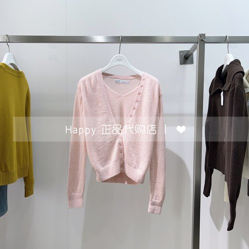 LILY/丽丽大V领长袖针织开衫