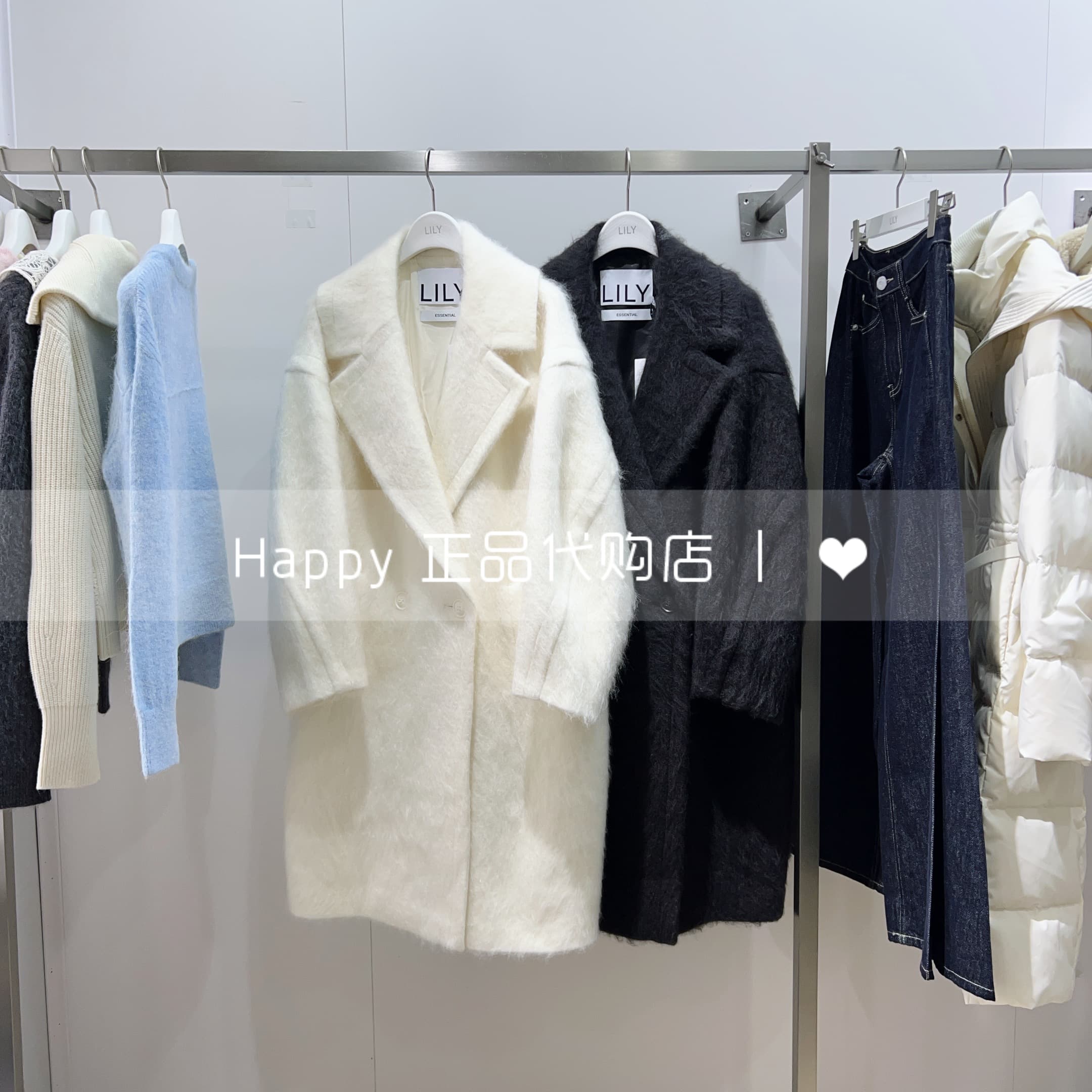 LILY丽丽大领绵羊毛落肩毛呢外套