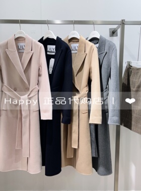 25年冬新款LILY丽丽国内代购 西装领双排扣羊毛大衣125420FN218