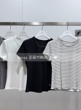 优26年春新款LILY丽丽国内代购126120VT307修身圆领T恤上衣女