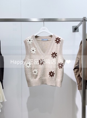 LILY丽丽26年春款商场正品126120TK401绵羊毛V领印花撞色背心马甲