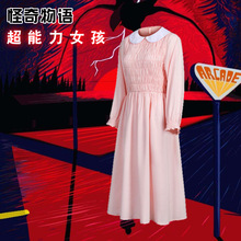 怪奇物语第三季能力女孩Eleven11cosplay粉色连衣裙表演服