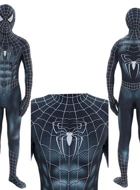 托比马奎尔黑色毒液托比蜘蛛侠服装cosplay外贸万圣节服装紧身衣