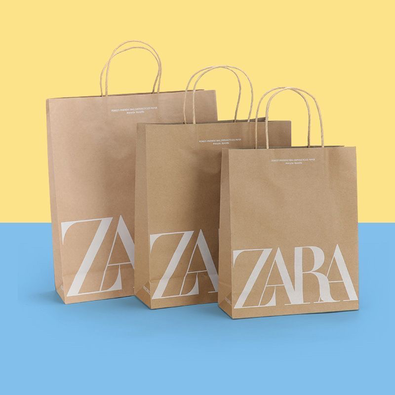 ZARA 专柜手提袋T恤小号袋子购物纸袋礼品袋 大中小号牛皮纸袋
