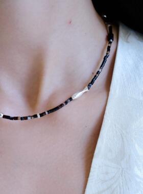 纯银小鱼×黑色碧玺