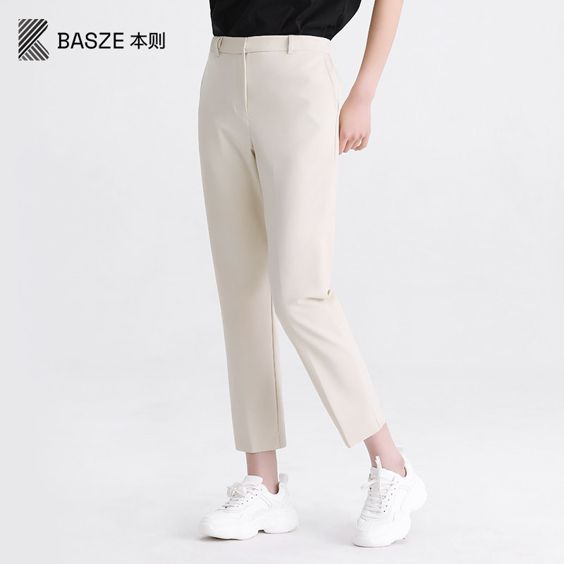 本则休闲裤女高腰直筒烟管裤夏季新款弹力西裤高级垂感女九分裤