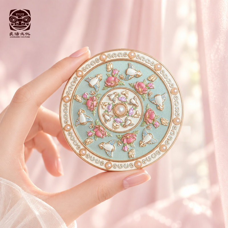 良渚博物馆良渚文化玉鸟衔春折叠镜礼品女生礼物文创化妆镜伴手礼