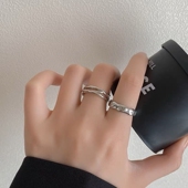 大码 戒指女胖mm冷淡风戒指女小众设计感组合套戒甜酷简约开口个性