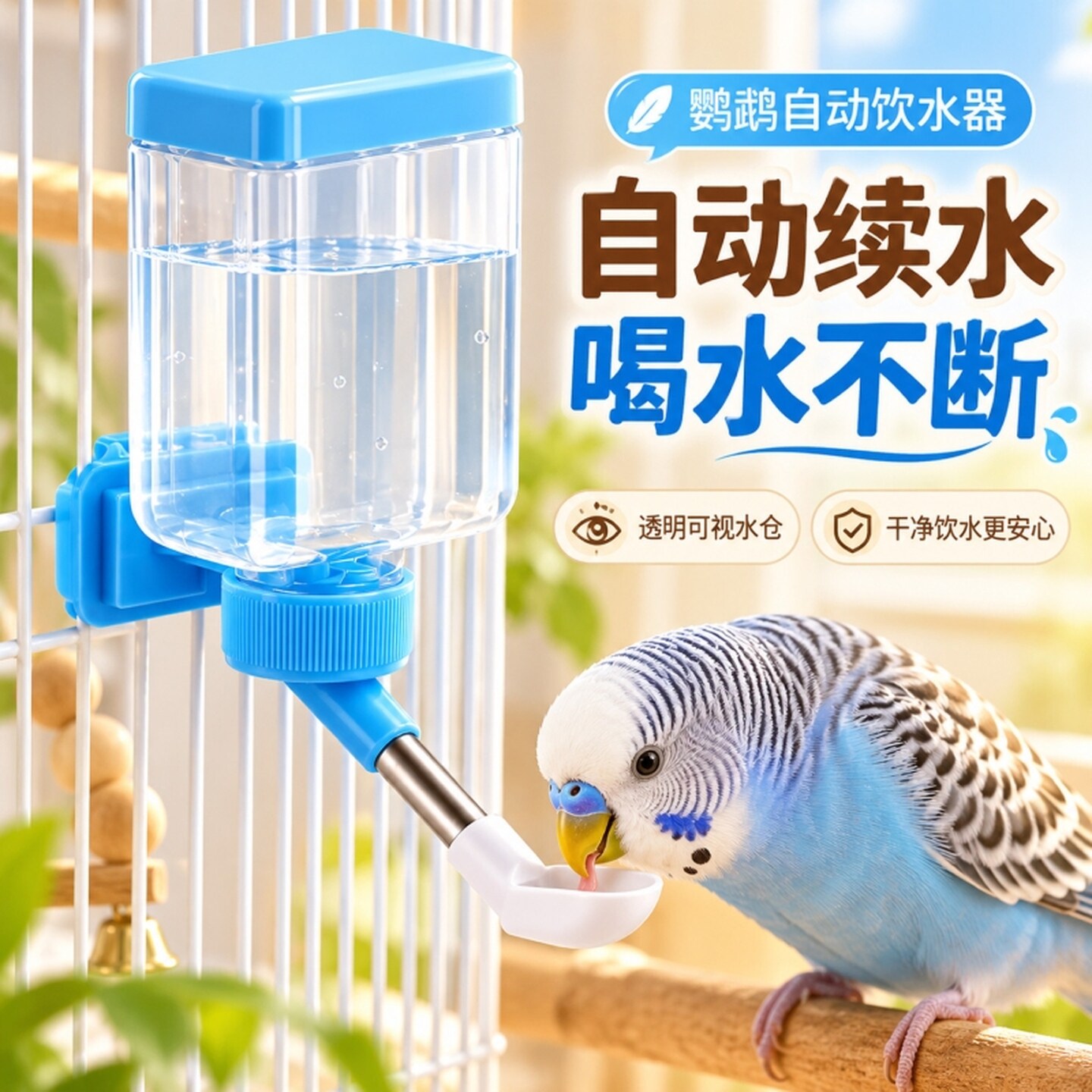 鹦鹉饮水器耐用大容量可拆洗鸟用自动喂水器笼内外可挂防漏不渗水
