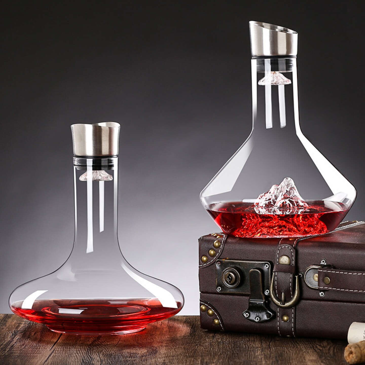 醒酒器红酒家用高级感观山红酒醒酒器带盖家用冰山瀑布醒酒壶