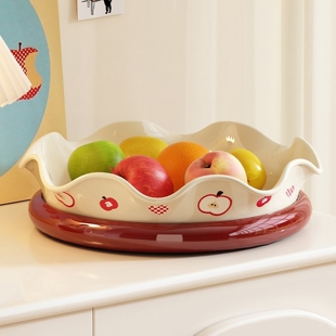 旋转果盘波点果盘家用客厅茶几水果盘创意花生瓜子糖果盒婚庆新年