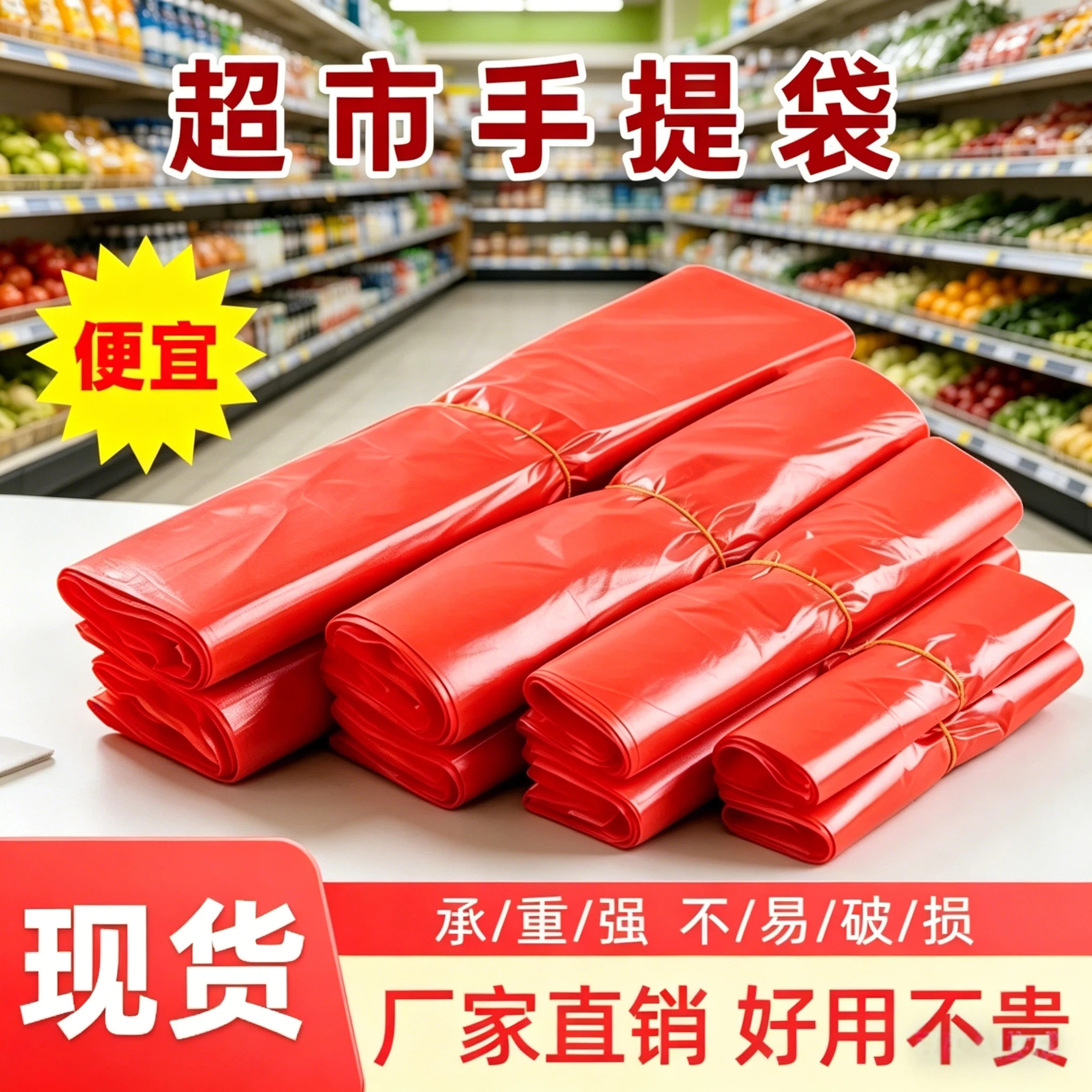 红色塑料袋子批发加厚升级打包袋一次性透明购物包装袋手提背心袋