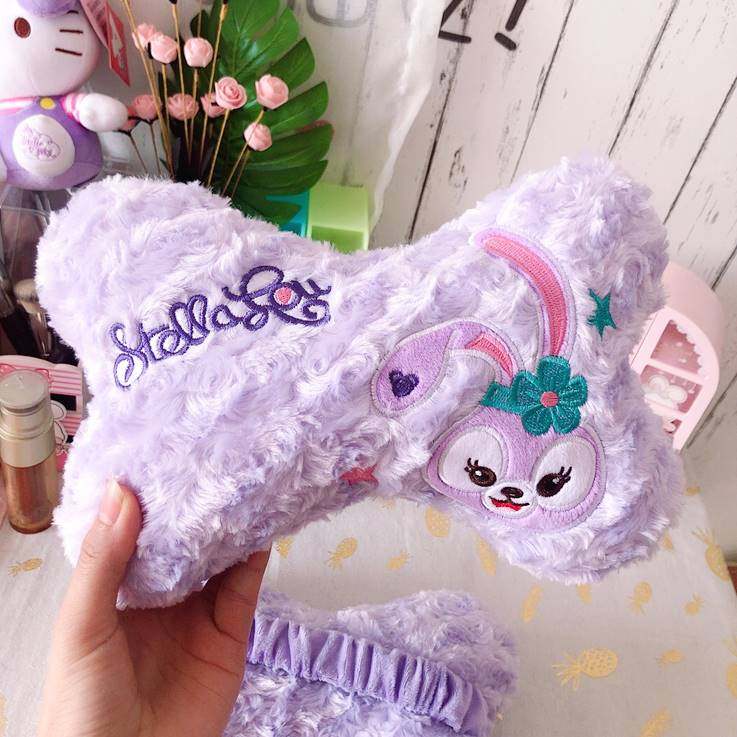 乐园可爱紫色款兔子汽车头枕护颈枕车枕头靠枕汽车装饰五角星腰靠