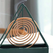 新款 简约蚊香盘托铁艺三角蚊香架接座灰创意家用蚊香盒熏香炉