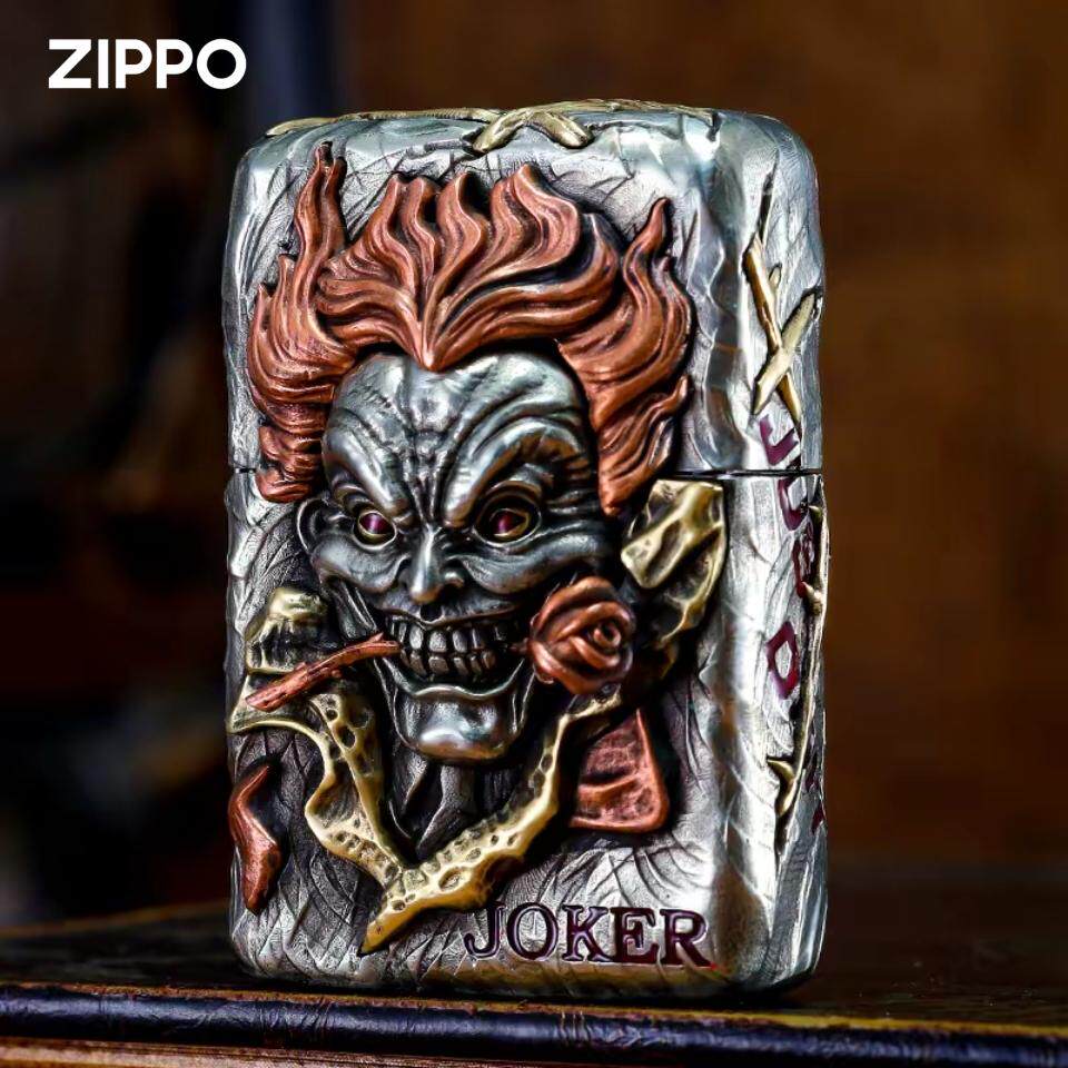 机关小丑Zippo芝宝夜光珐琅彩带刺玫瑰送礼重盔甲防风煤油打火机