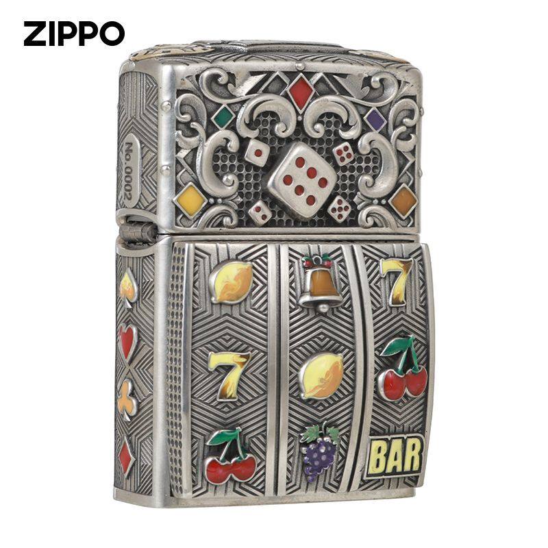 博弈Zippo芝宝旋转开盖把玩重盔甲防风煤油打火机送礼白铜带编号