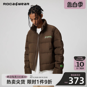 【国区限定】Rocawear暗纹球格短款羽绒服白鸭绒撞色冬季情侣外套