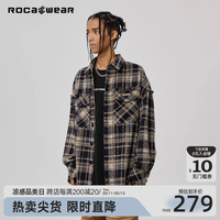 【孙艺洲同款】Rocawear格纹做旧毛边衬衫贴布绣下摆破坏高街外套