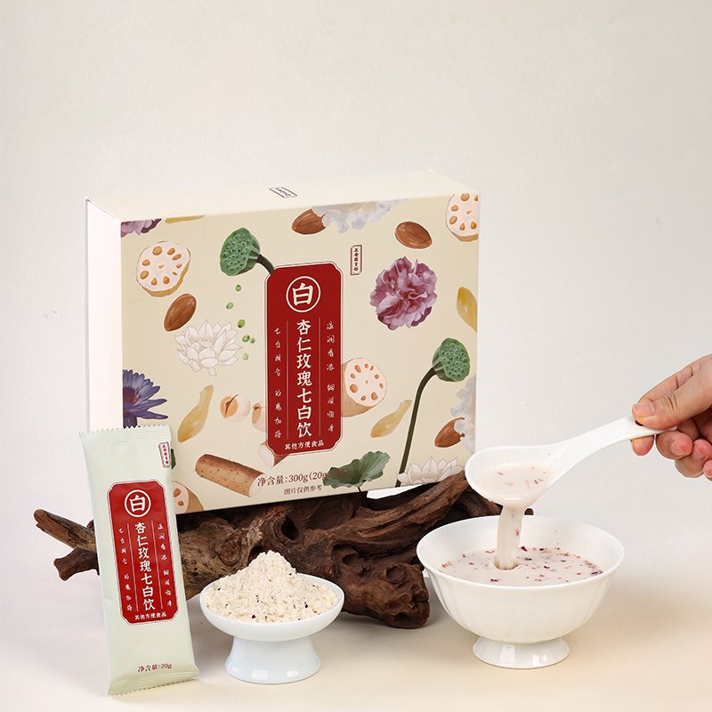 正安国货铺杏仁玫瑰七白饮杏仁粉早餐代餐银耳莲子粉藕粉白芷茯苓