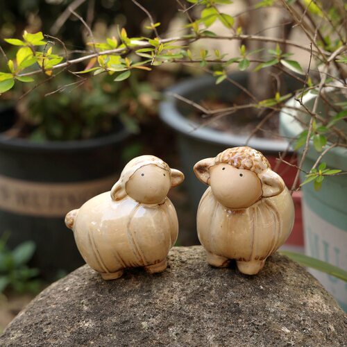 创意陶瓷胖胖小羊羊家居装饰摆件