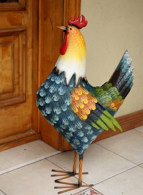 创意彩绘手工铁艺铁公鸡母鸡情侣