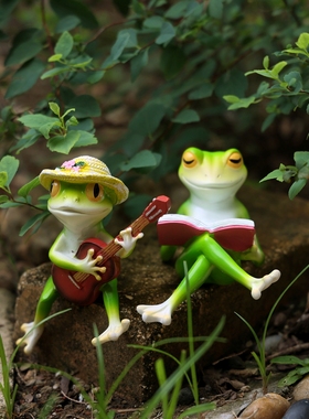 创意悠闲的青蛙摆件花园橱窗装饰