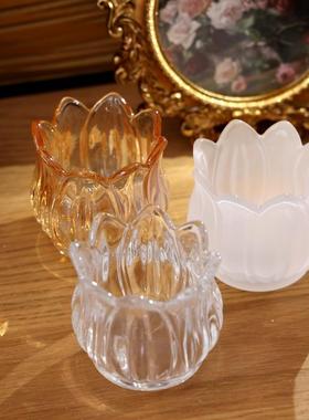 郁金香纹理蜡烛杯氛围感浪漫摆件