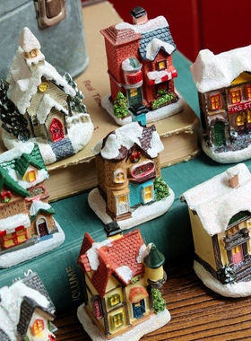 别墅城堡雪景节日发光装饰品