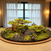 永生苔藓酒店餐桌中间摆件大圆桌转盘摆花仿真花新中式 沙盘装 饰花