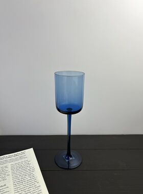 中古vintage蓝色系高脚杯蜡烛杯风灯非常好看的玻璃杯手机实拍