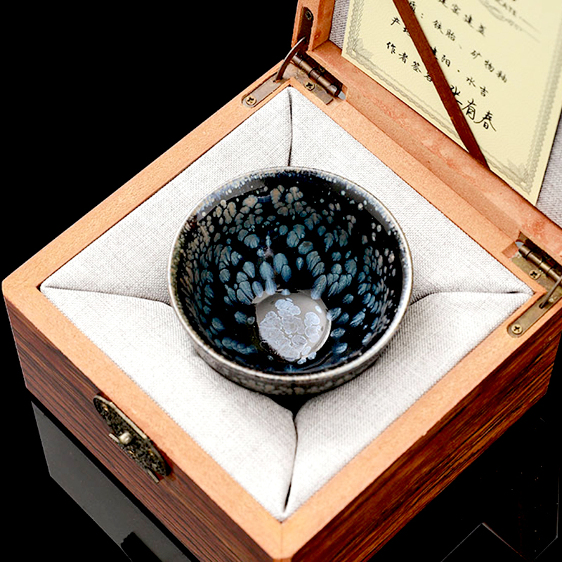 黑底银斑丨建盏茶杯单只窑变茶盏主人单杯纯手工陶瓷茶碗品茗单个