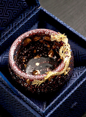 东方金龙丨柴烧手工陶瓷茶盏男士高端功夫单个人茶杯喝茶主人杯