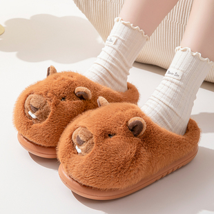 厚底棉拖鞋女新款家居宿舍网红可爱卡通拖鞋冬季保暖加绒加厚防滑