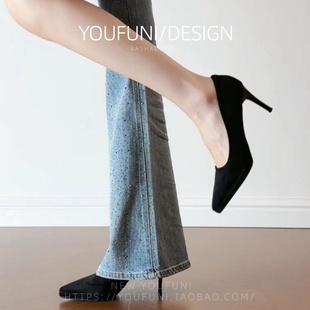 职业高跟鞋女细跟软底面试空乘学生礼仪课正装通勤黑色工作鞋单鞋