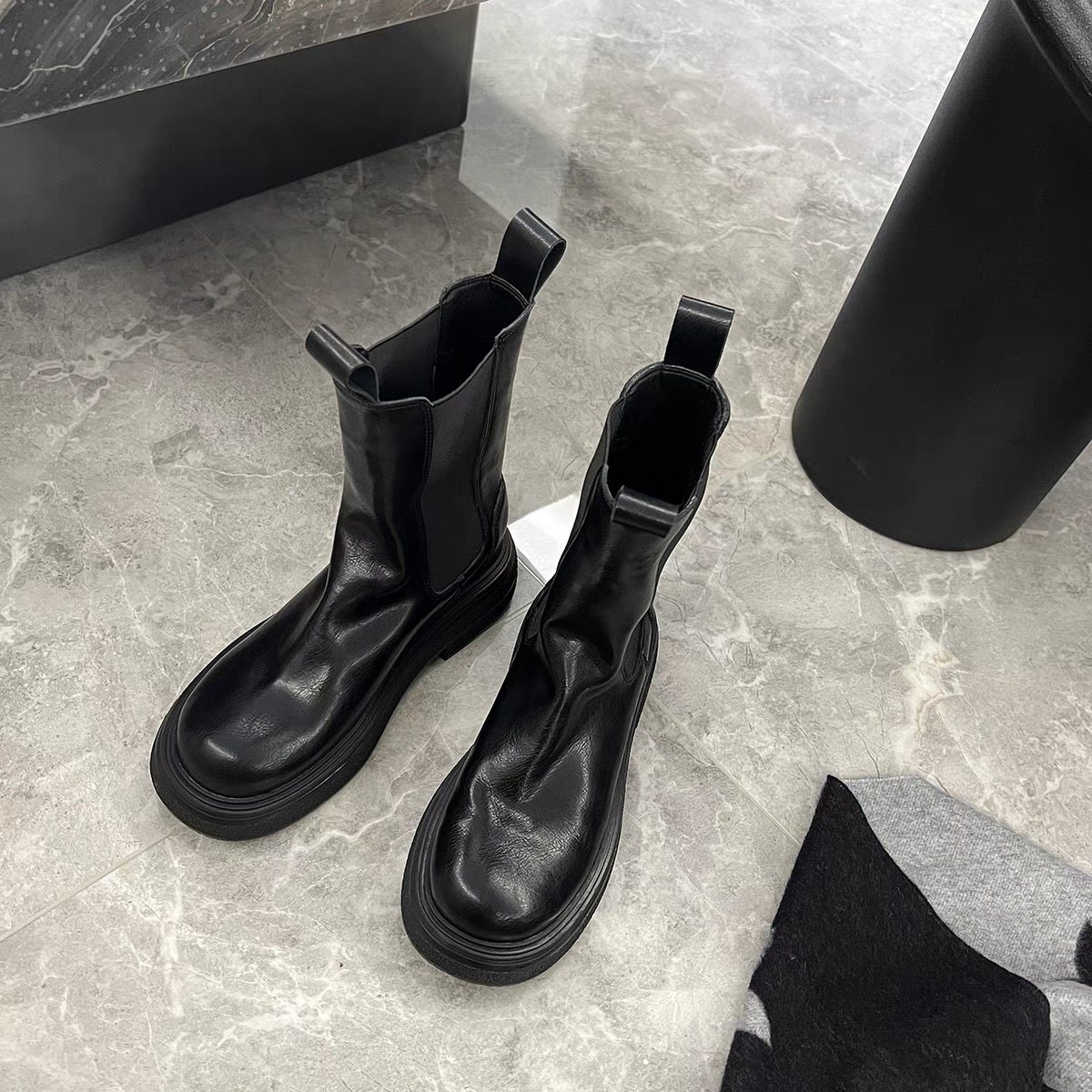 真皮复古圆头厚底英伦风切尔西靴短靴女倒靴中筒褶皱烟筒靴马丁靴,女鞋,切尔西靴,淘宝优惠券,粉丝福利购,淘宝优惠卷