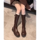厚底长筒靴子女2026新款 秋冬圆头复古高筒骑士不过膝显瘦棕色长靴