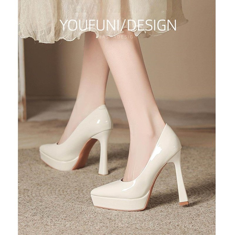 裸色防水台高跟鞋女2026年新款春气质高级不累脚尖头通勤粗跟单鞋,女鞋,浅口单鞋,淘宝优惠券,粉丝福利购,淘宝优惠卷