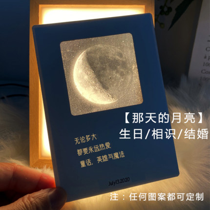 出生那天的月亮创意透光藏字纪念日情侣浪漫礼物闺蜜姐妹走心贺卡