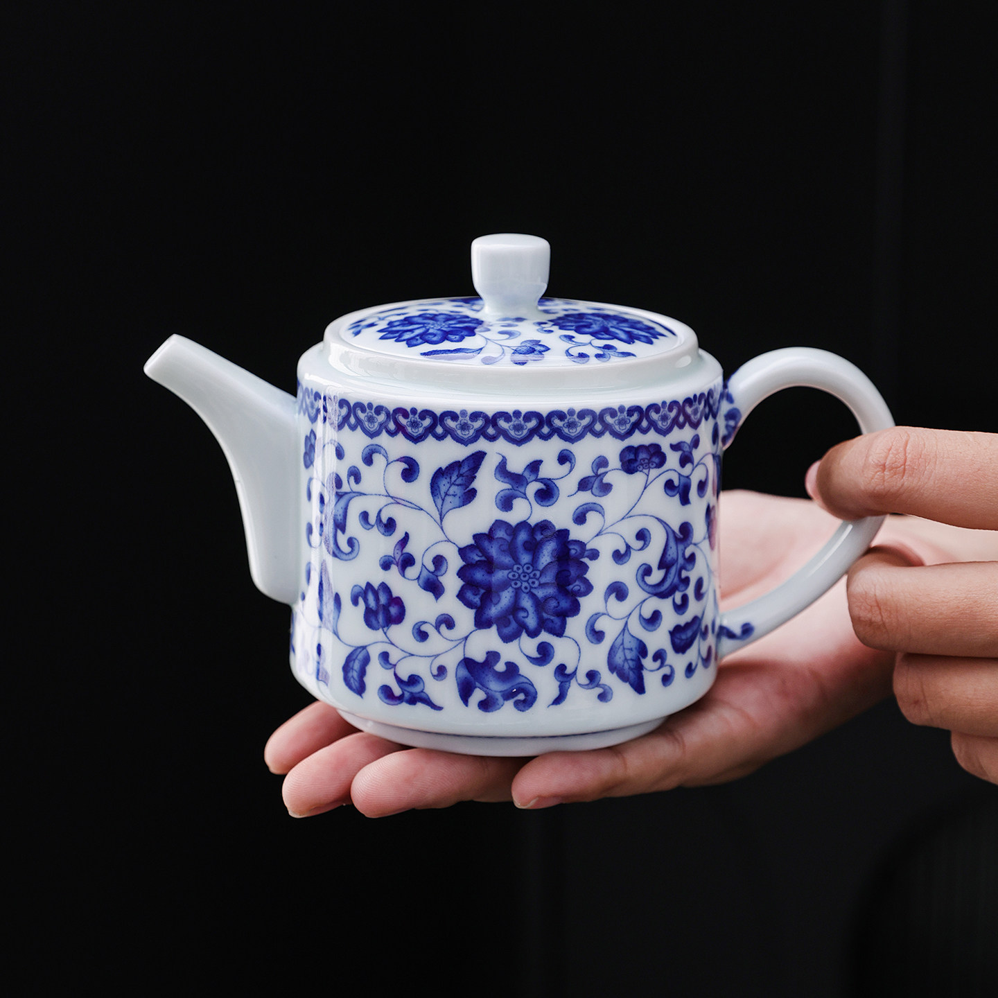 青花缠枝莲茶壶单壶陶瓷复古青瓷珐琅彩釉里红功夫茶具家用泡茶壶