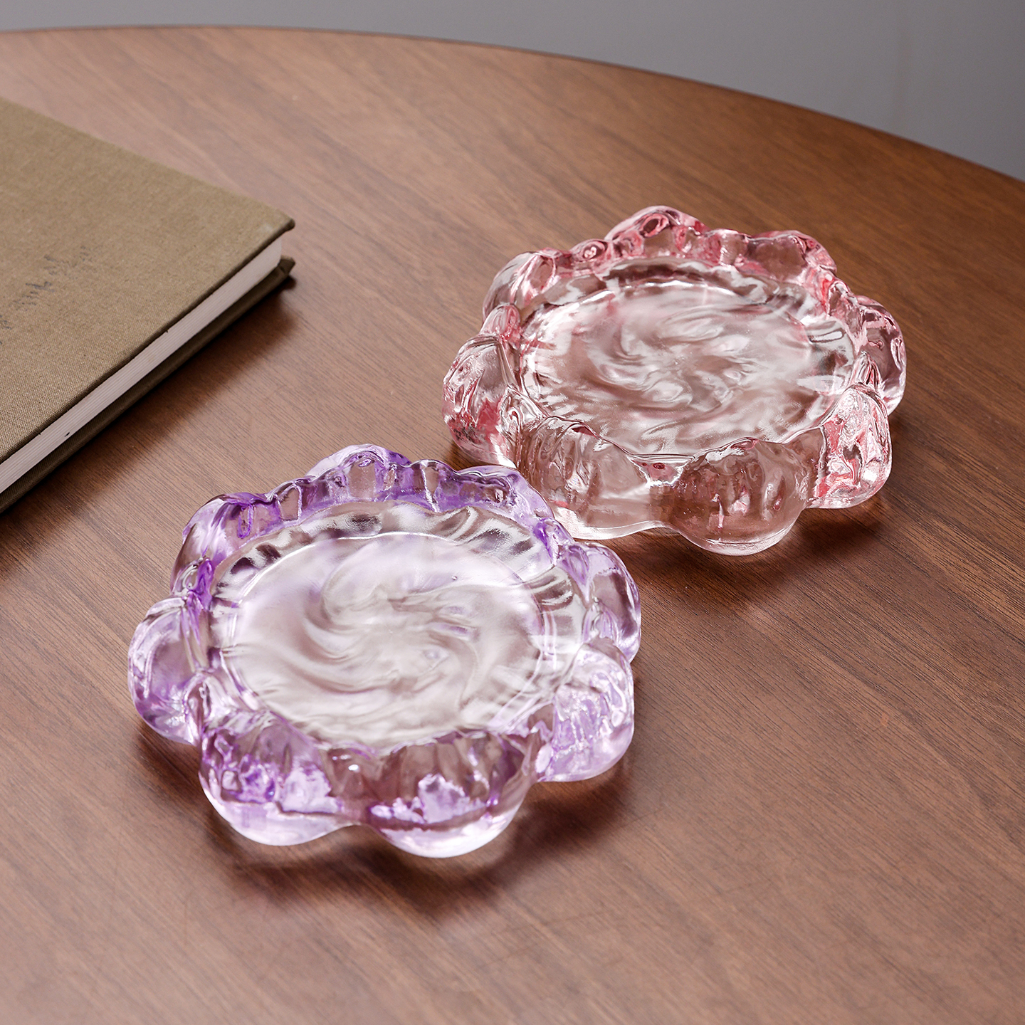 玻璃壶承干泡台家用茶承茶托创意紫色莲花茶壶垫功夫茶具配件茶碟