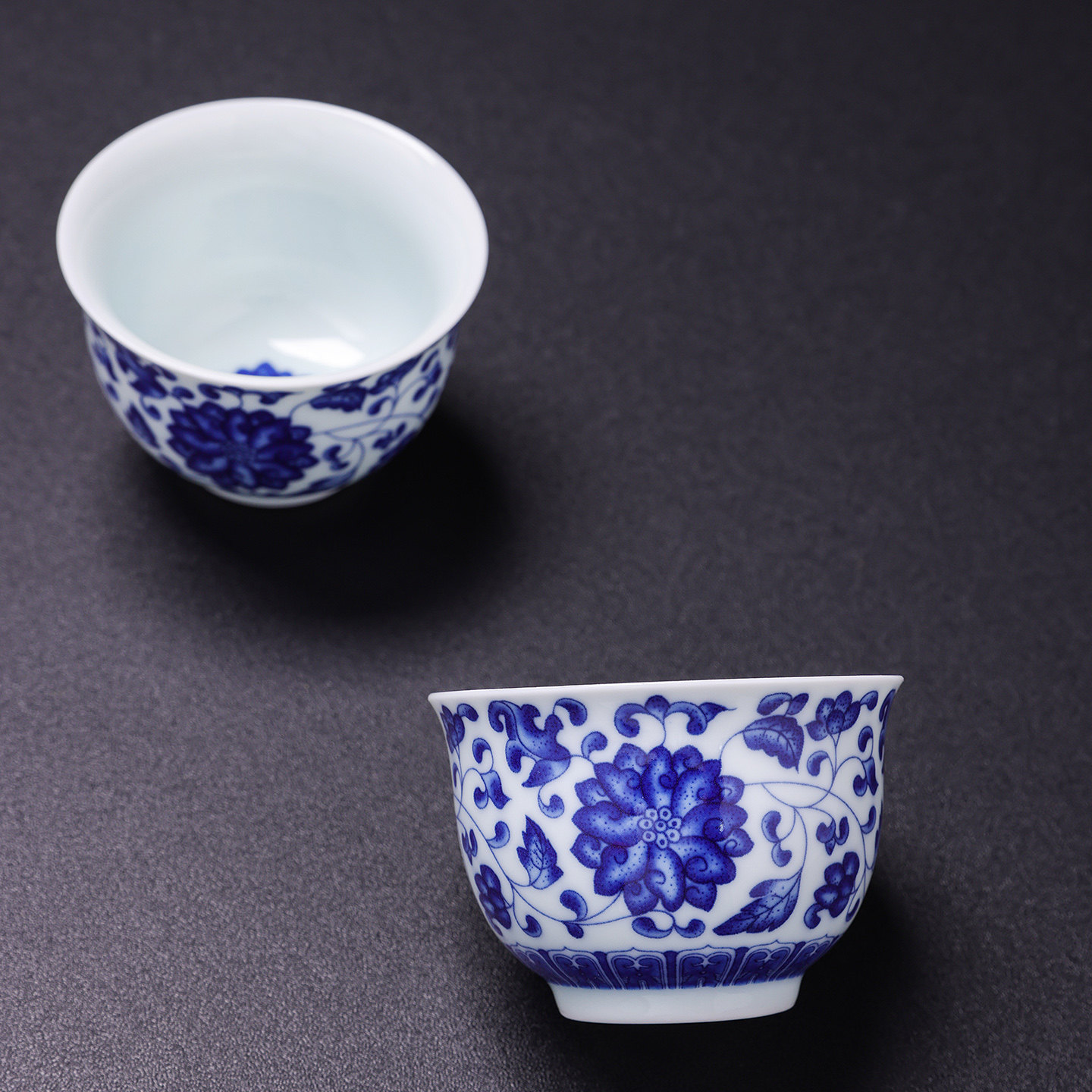 复古青花瓷缠枝莲茶杯釉下彩个人专用主人杯品茗茶杯功夫茶具单杯