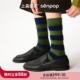 上森中筒袜子女不配对棉袜秋冬不配对ab袜拼色复古小腿袜2025新款