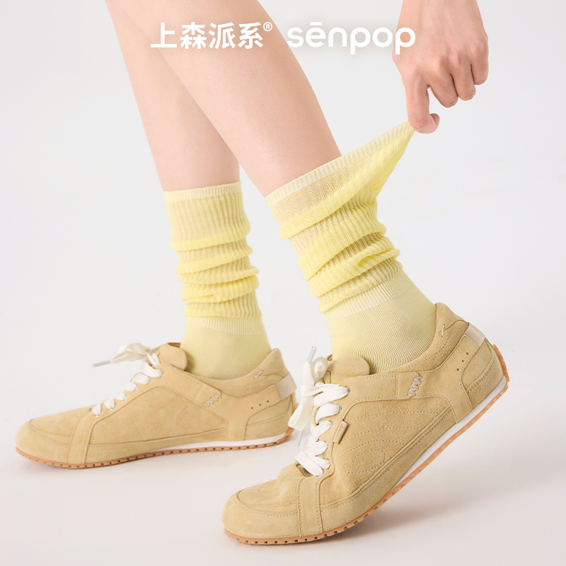上森派系senpop薄款堆堆中筒袜子