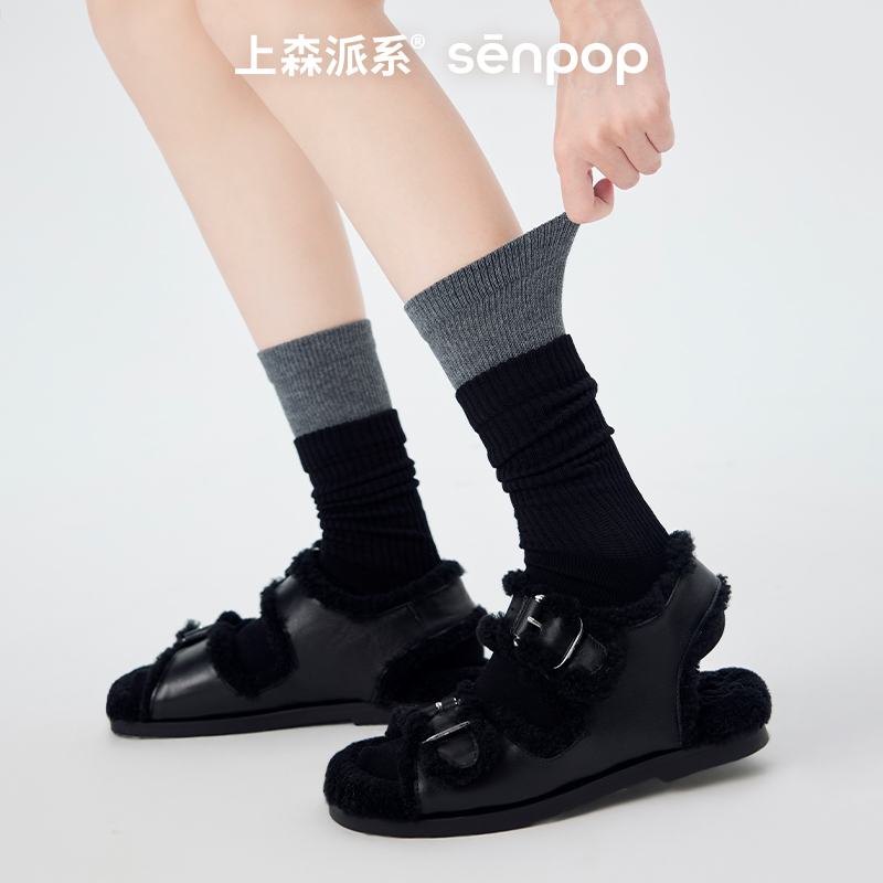 中筒袜上森派系棉袜堆堆袜女