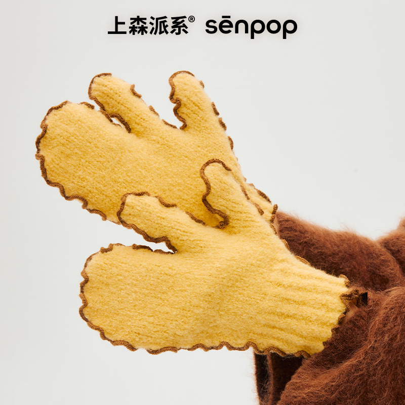 上森派系韩系可爱毛绒手套