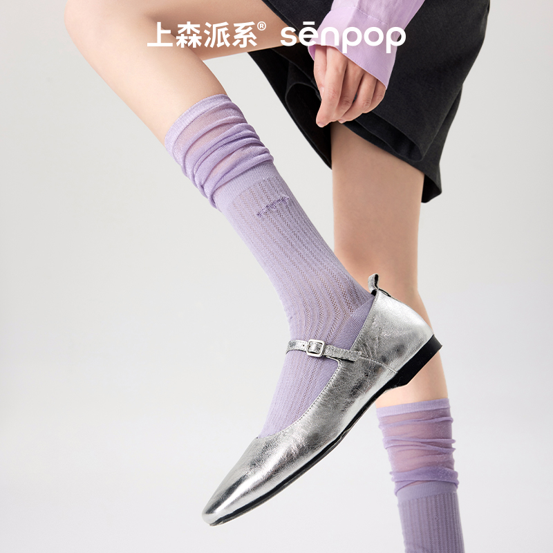 上森派系senpop紫色堆堆丝袜薄款