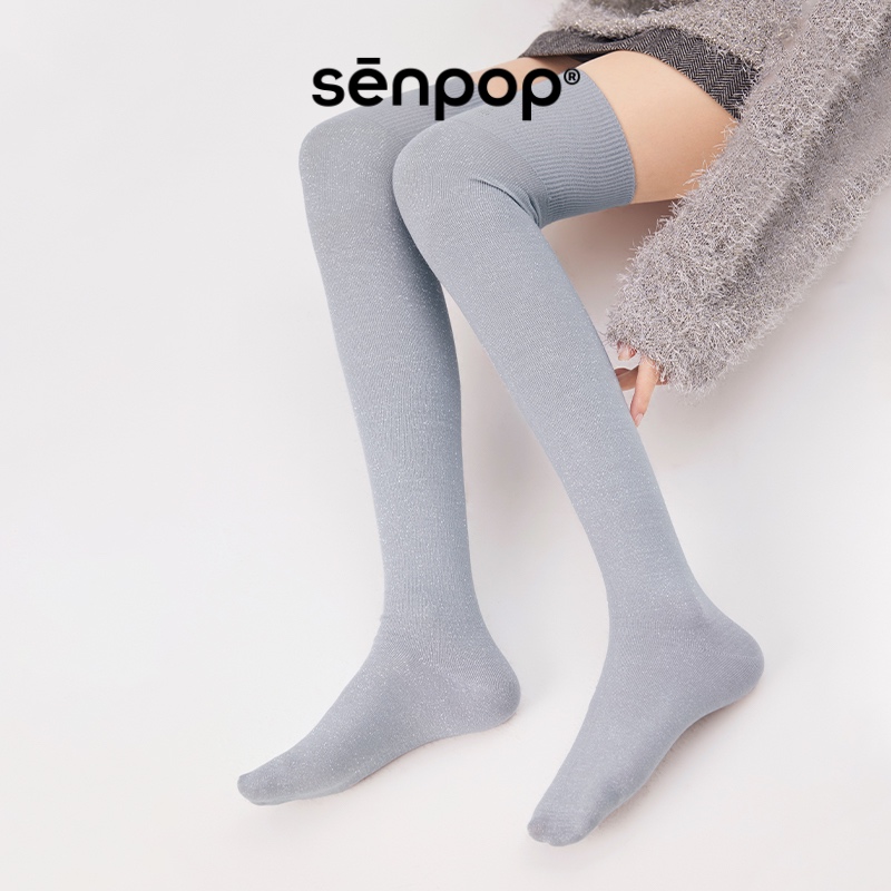 上森派系senpop纯色羊毛过膝袜