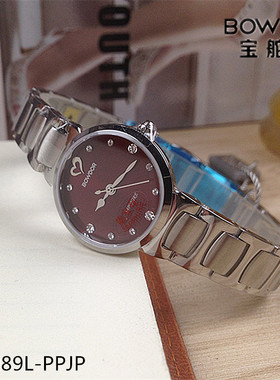 正品BOWDOR/宝舵手表女士石英表小表盘酒红女表迷你型时尚表99089