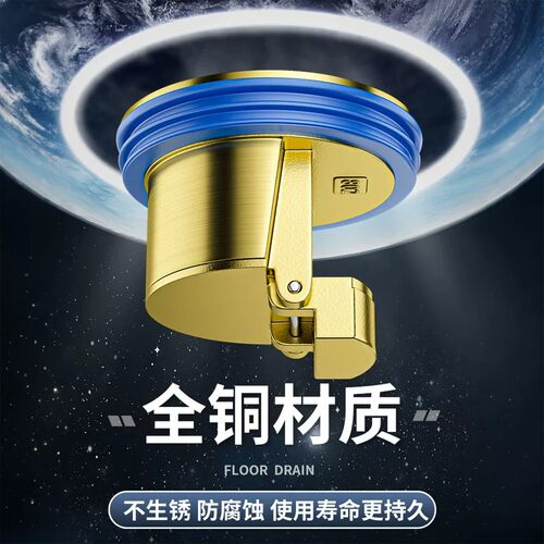 地漏防臭器全铜内芯通用卫生间厕所防蚊虫下水管道口防返臭味神器